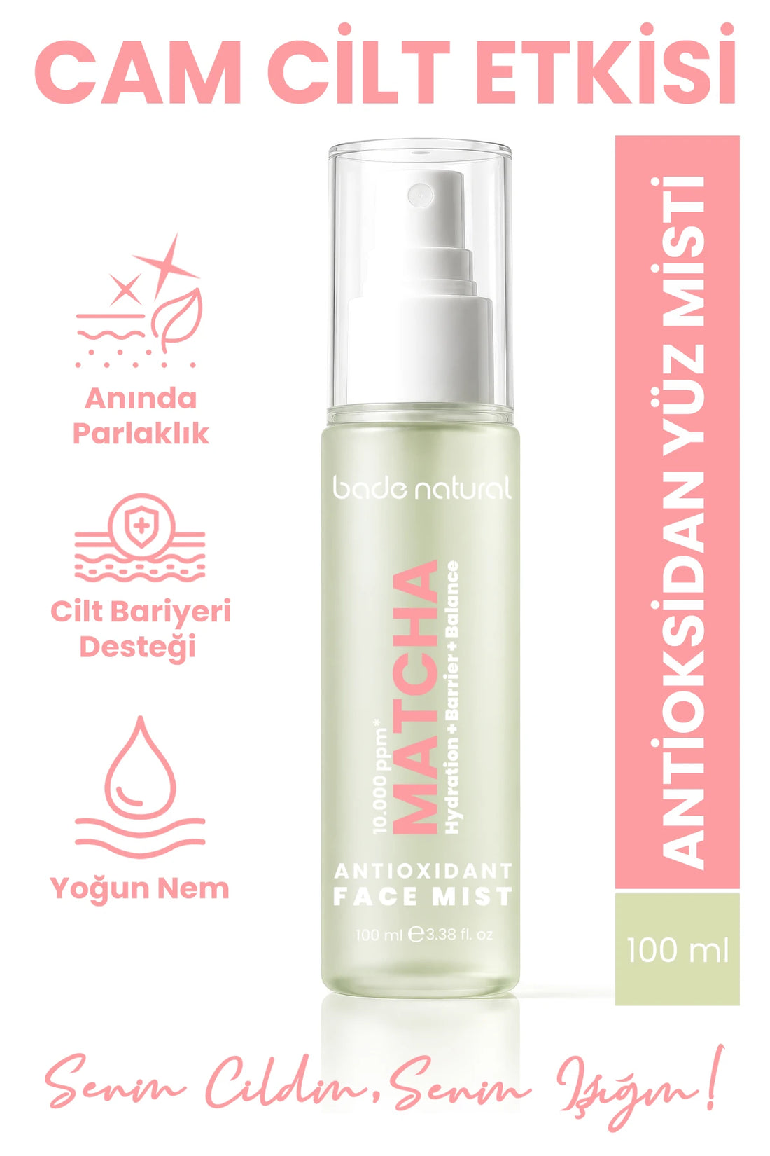 Matcha Antioxidant Glass Skin Intensief Hydraterende en Verfrissende Gezichtsspray, 100 ml