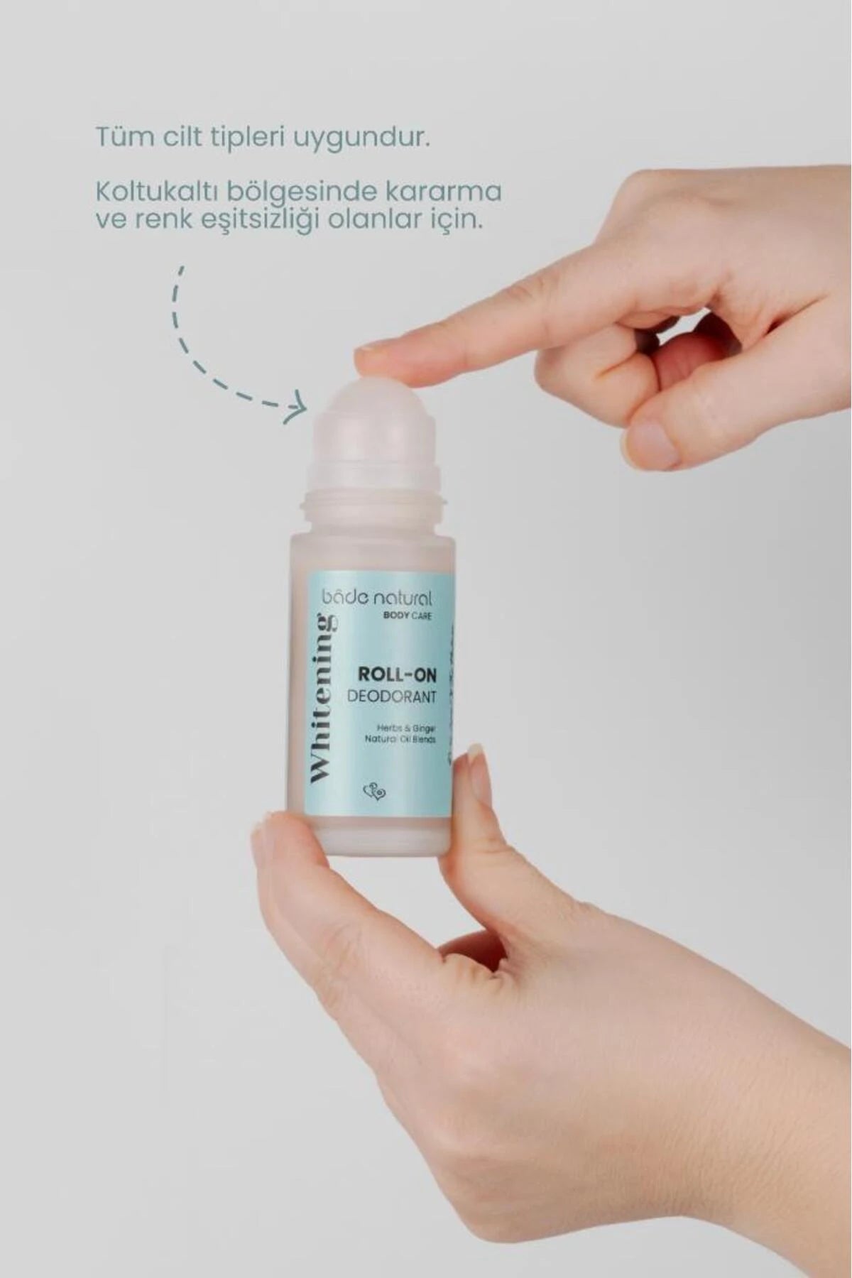 Natuurlijke roll-on deodorant, witmakend, anti-zweetgeur voor de oksels, 100% natuurlijk en vegan, 50 ml