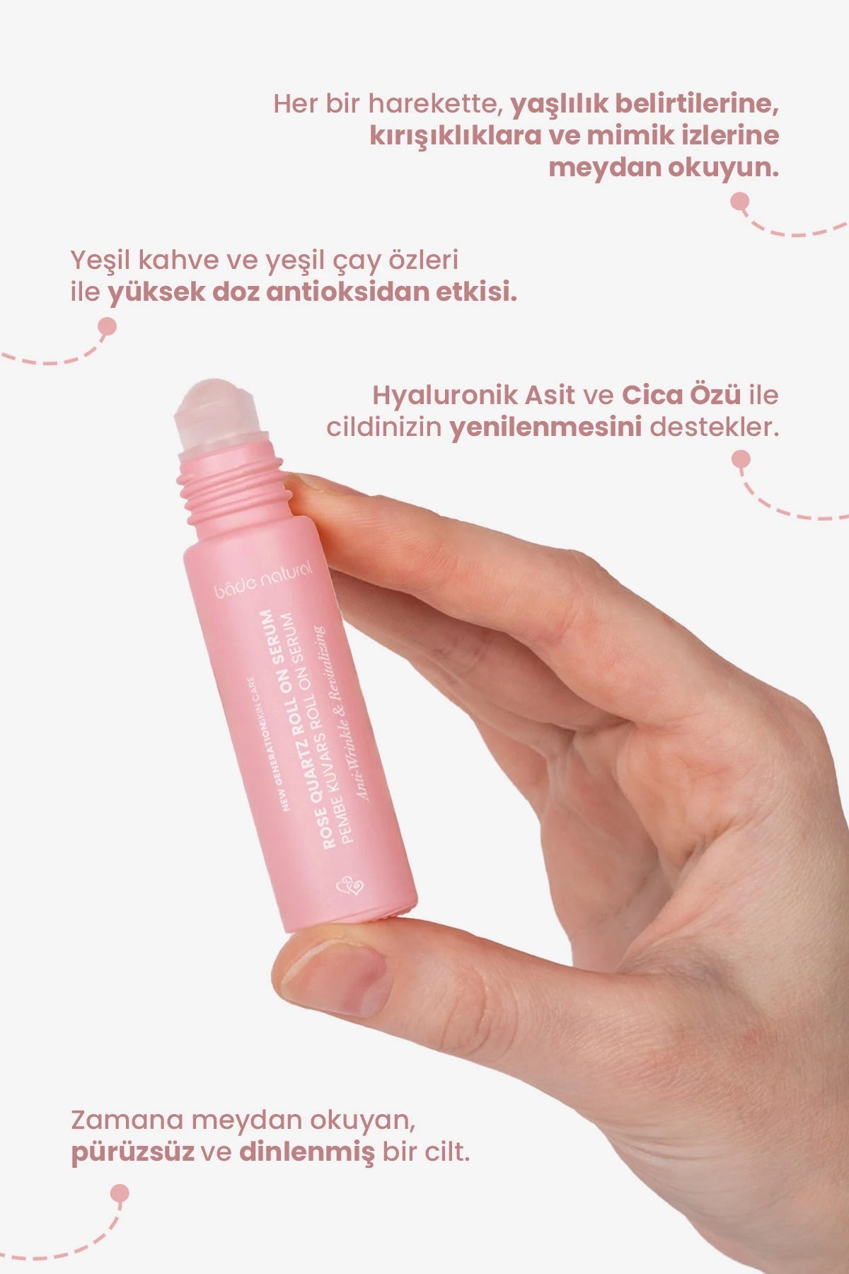 Roze Kwarts Roll-On Antioxidant Gezichtsmassage Serum 10 ml