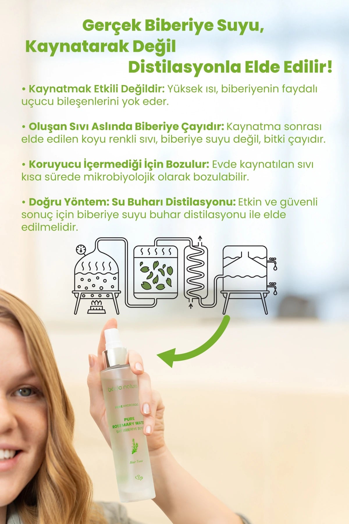 Rozemarijnwater Versterkende Haar Tonic – 100% natuurlijk en puur, 100 ml