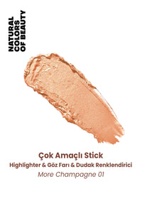 Highlighter & Eyeshadow & Lip Color Multi-Purpose Stick More Champagne 01 – 100% Natural