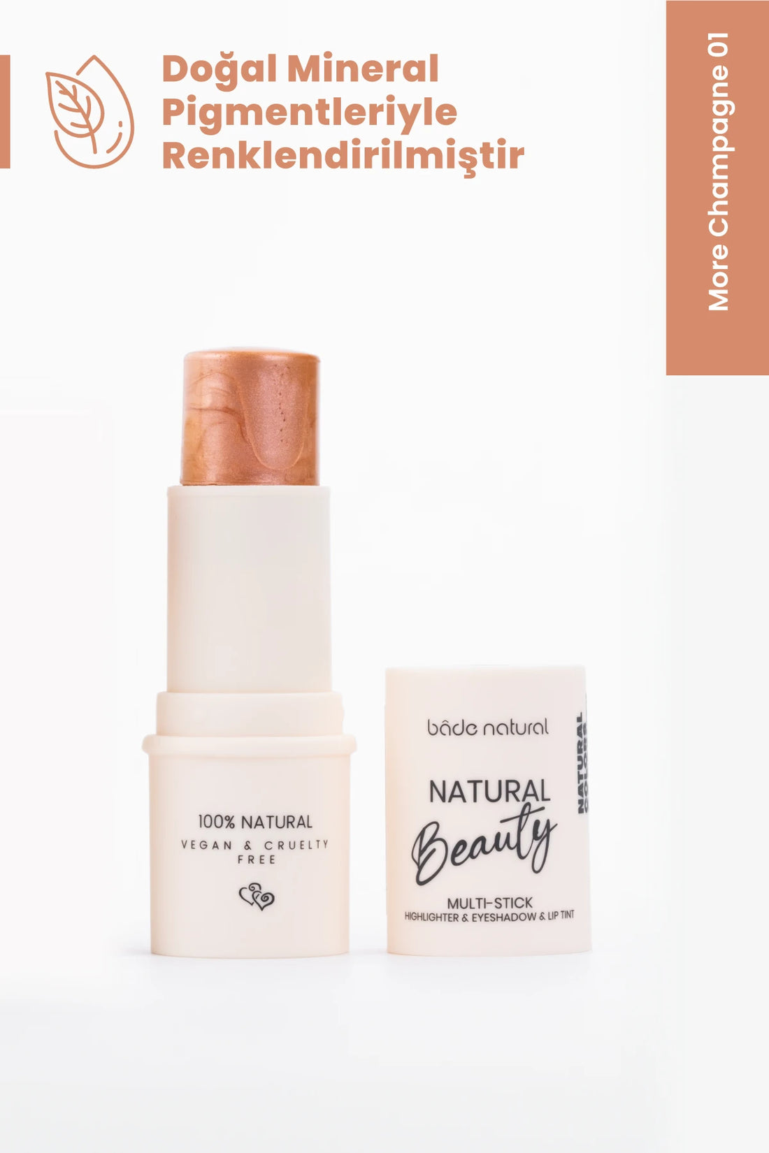 Highlighter & Oogschaduw & Lipkleur Multifunctionele Stick More Champagne 01 – 100% natuurlijk