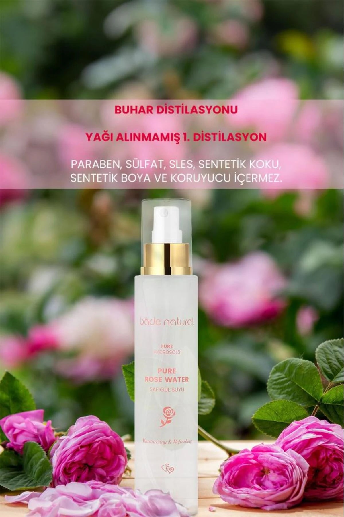 Rozenwater – Porieverfijnende, verhelderende en zuiverende toner, 100% natuurlijk en puur, 100 ml