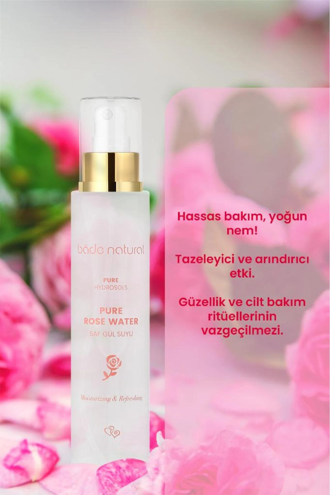 Rozenwater – Porieverfijnende, verhelderende en zuiverende toner, 100% natuurlijk en puur, 100 ml