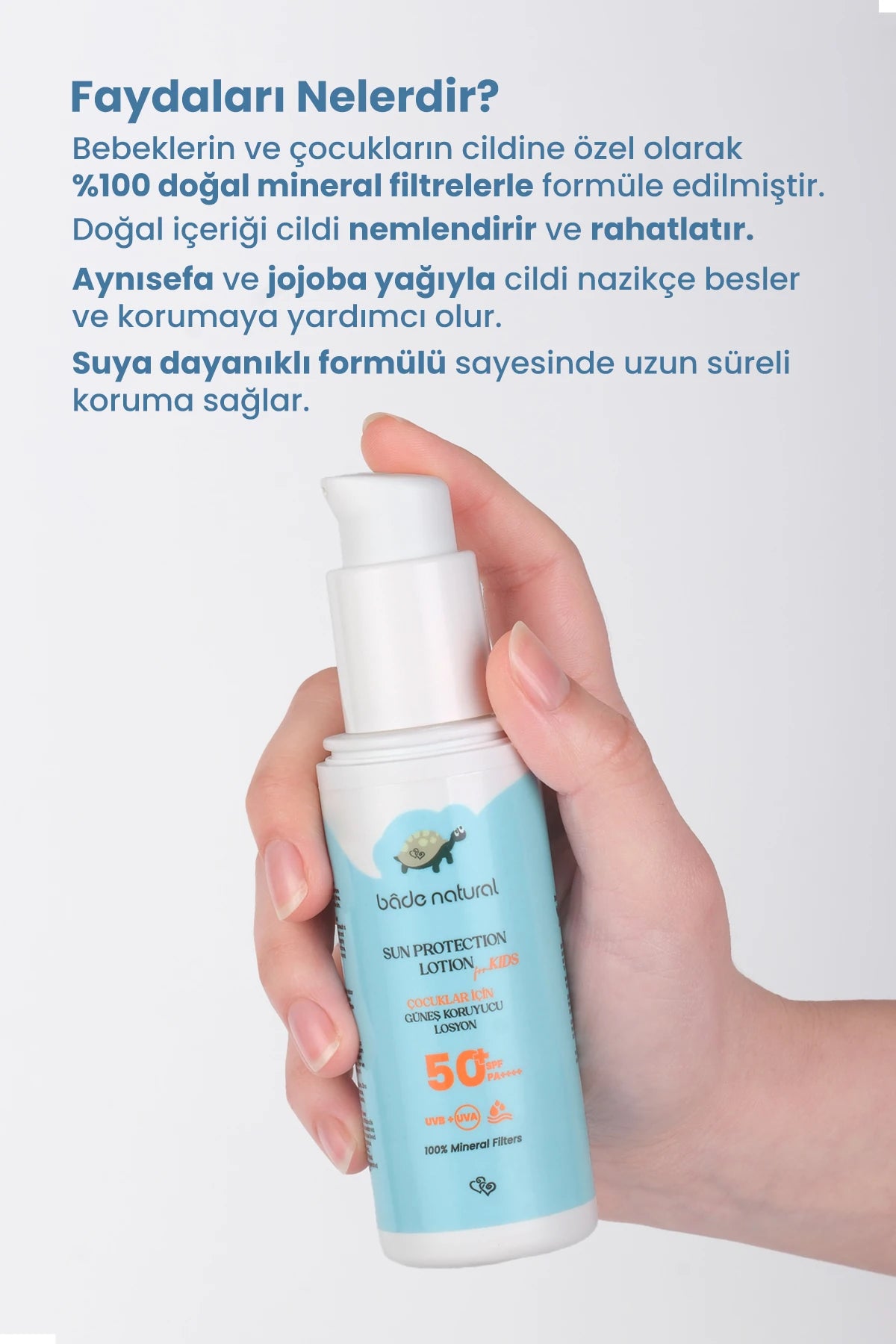 100% Natuurlijk Kinderen Zonnebrandcrème Lotion - SPF 50+ Hoog Bescherming - 100 ml