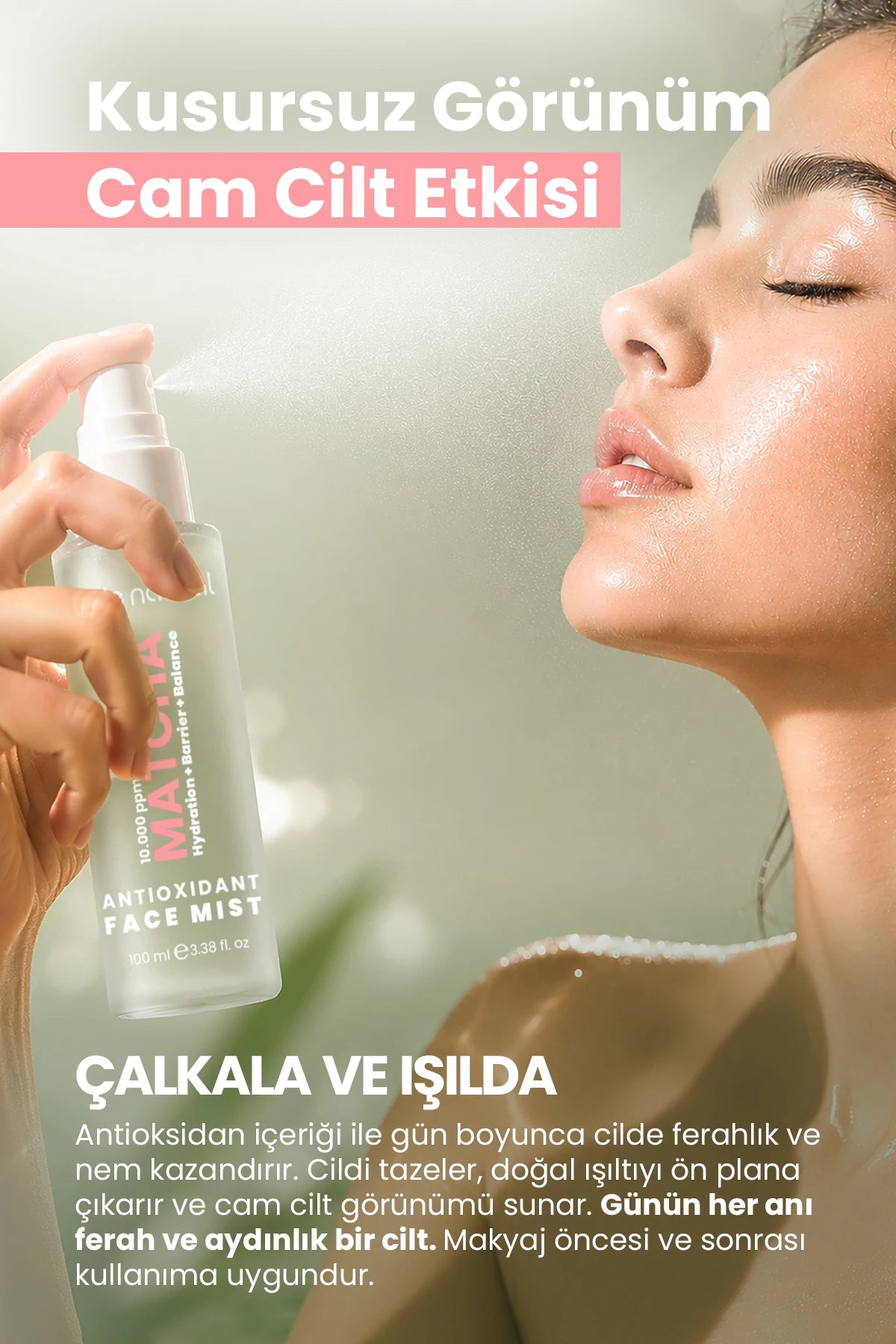 Matcha Antioxidant Glass Skin Intensief Hydraterende en Verfrissende Gezichtsspray, 100 ml