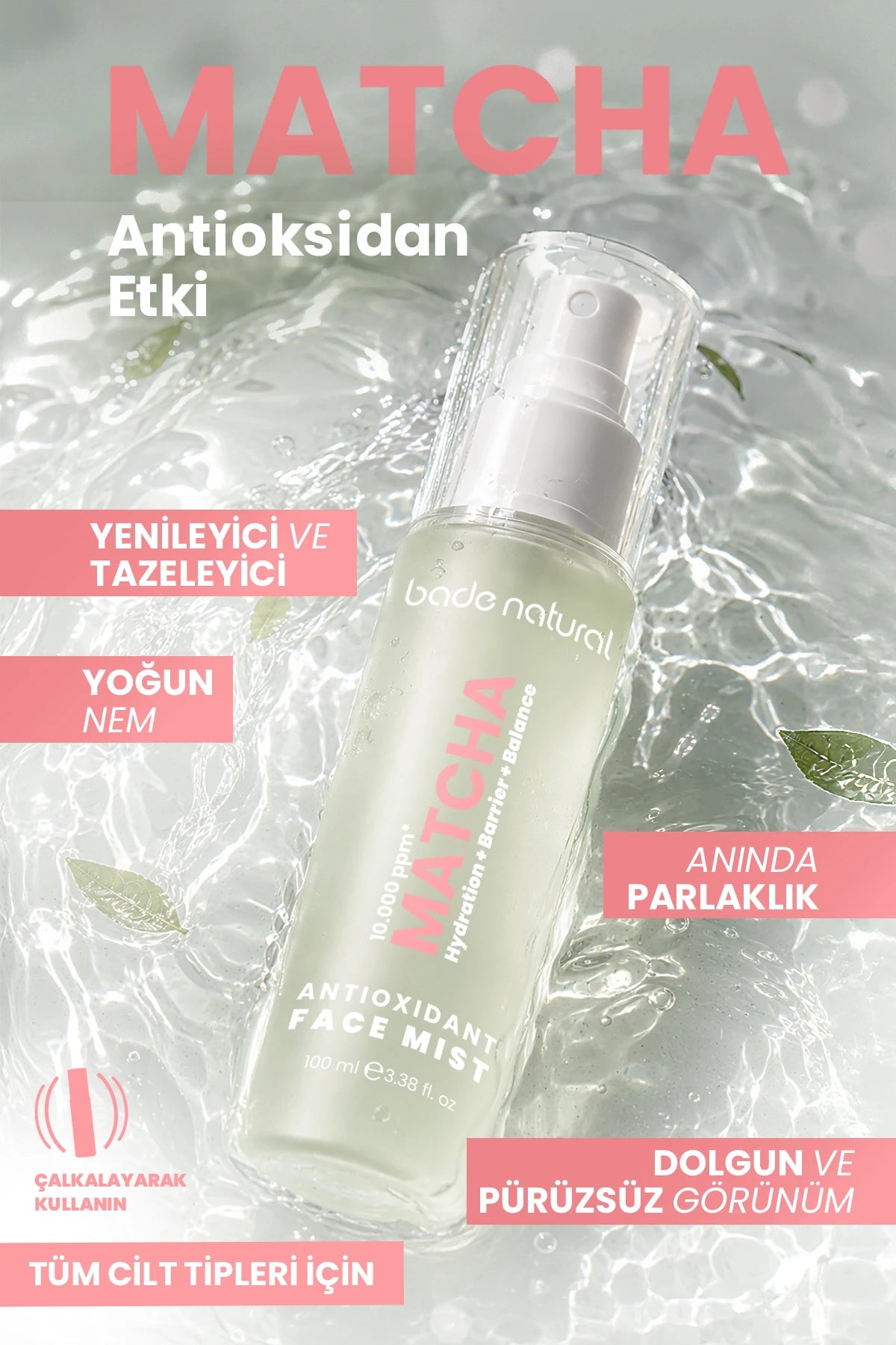 Matcha Antioxidant Glass Skin Intensief Hydraterende en Verfrissende Gezichtsspray, 100 ml
