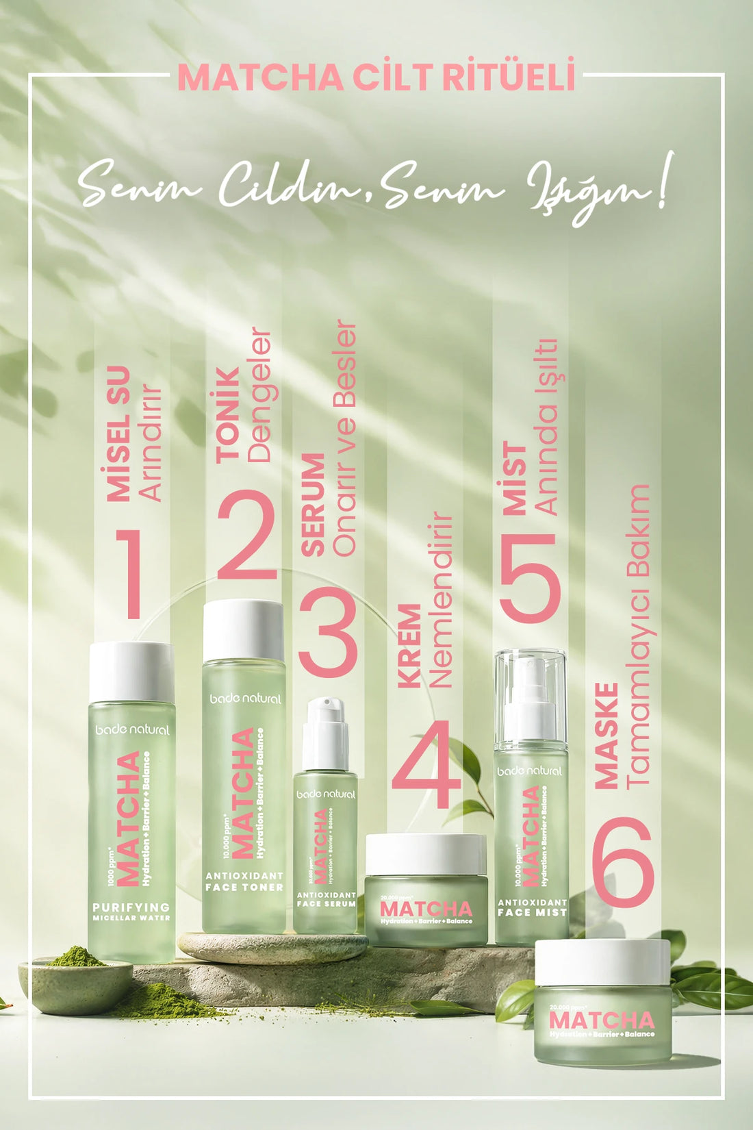 Matcha Antioxidant Glass Skin Intensief Hydraterende en Verfrissende Gezichtsspray, 100 ml