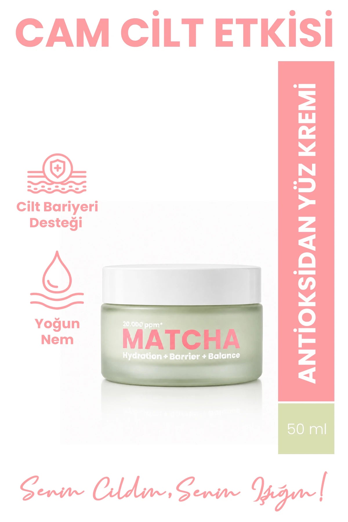 Matcha Antioxidant Glass Skin Intensief Hydraterende en Huidbarrière Versterkende Gezichtscrème, 50 ml