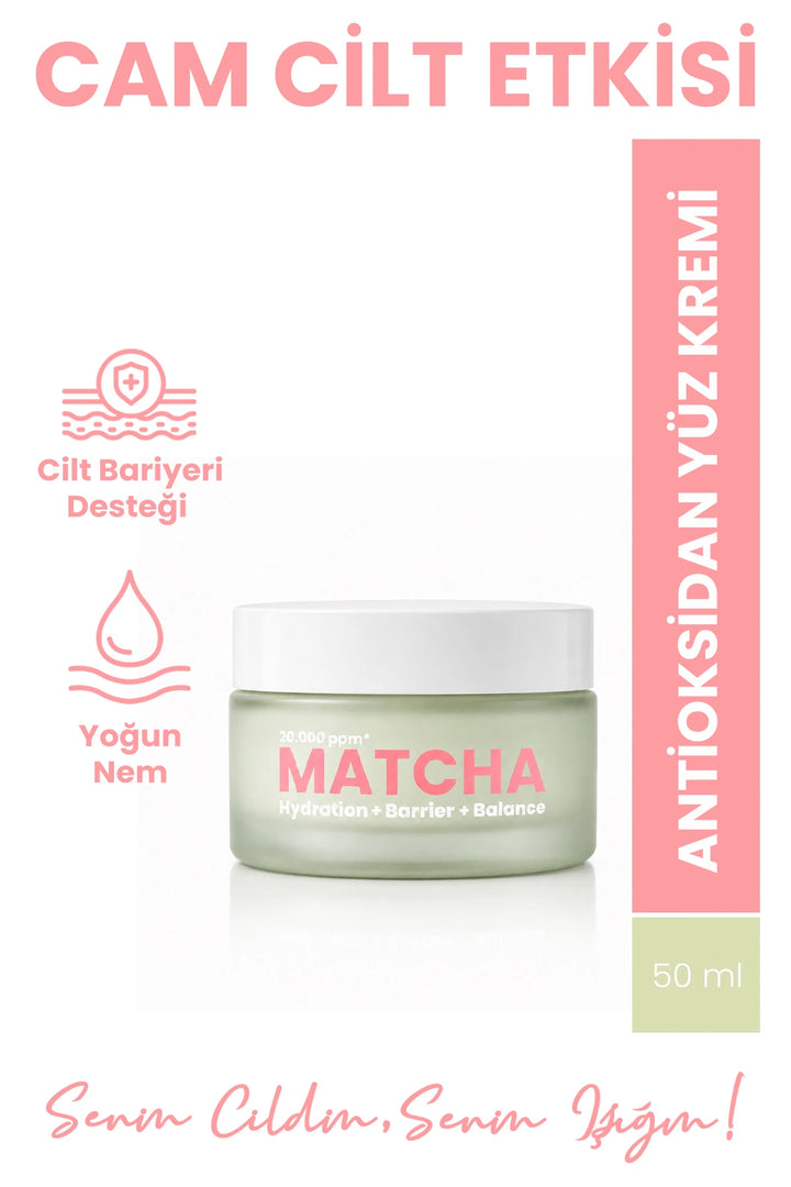 Matcha Antioxidant Glass Skin Intensief Hydraterende en Huidbarrière Versterkende Gezichtscrème, 50 ml