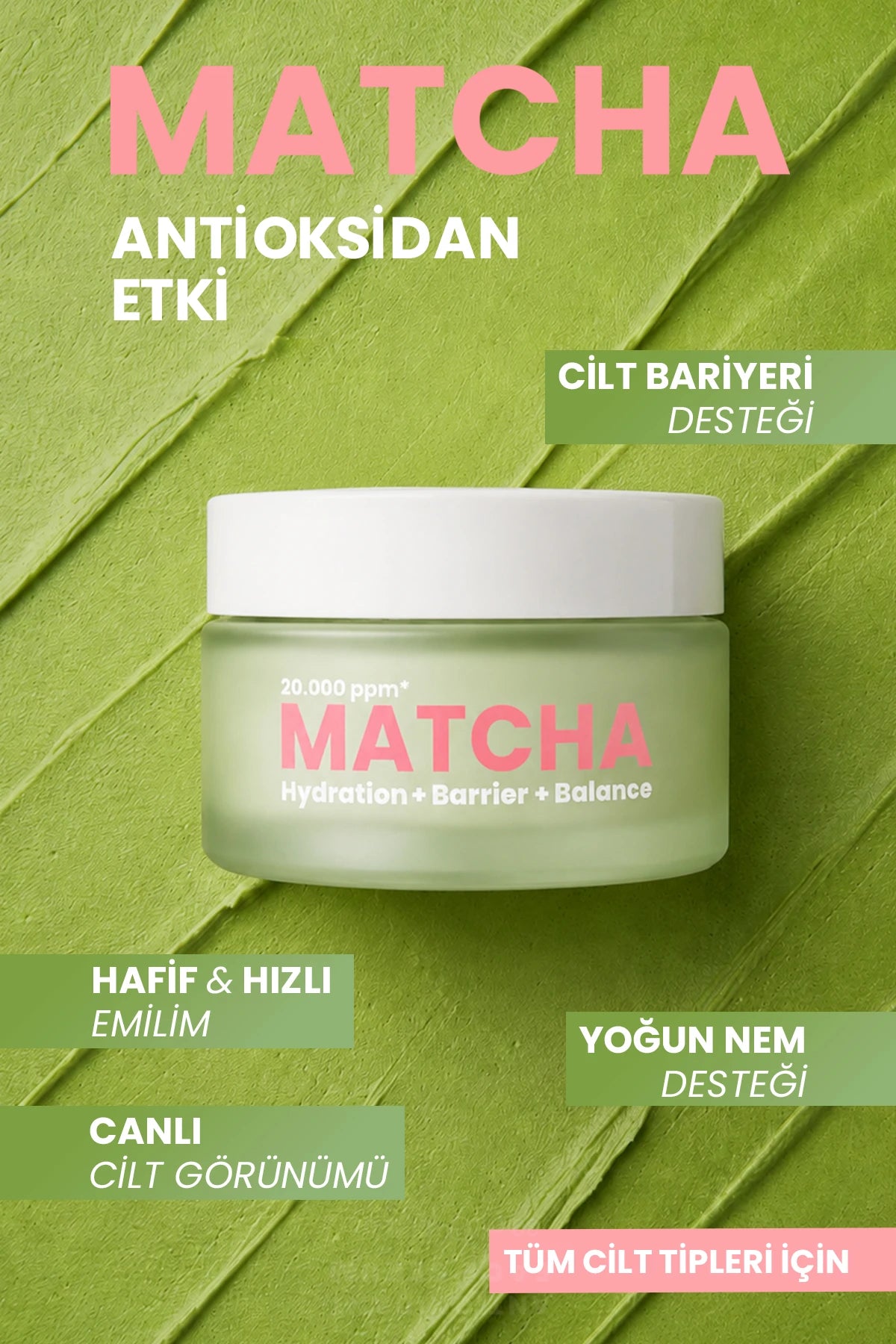 Matcha Antioxidant Glass Skin Intensief Hydraterende en Huidbarrière Versterkende Gezichtscrème, 50 ml