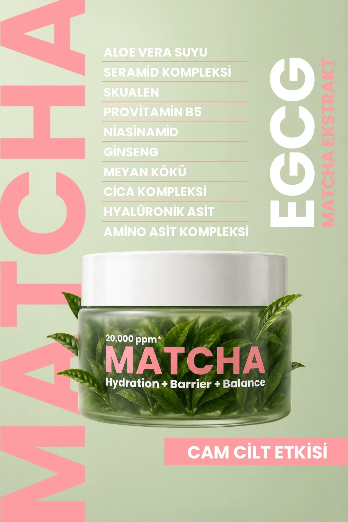 Matcha Antioxidant Glass Skin Intensief Hydraterende en Huidbarrière Versterkende Gezichtscrème, 50 ml