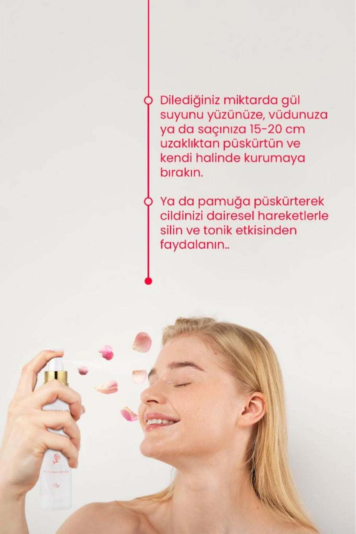 Rozenwater – Porieverfijnende, verhelderende en zuiverende toner, 100% natuurlijk en puur, 100 ml