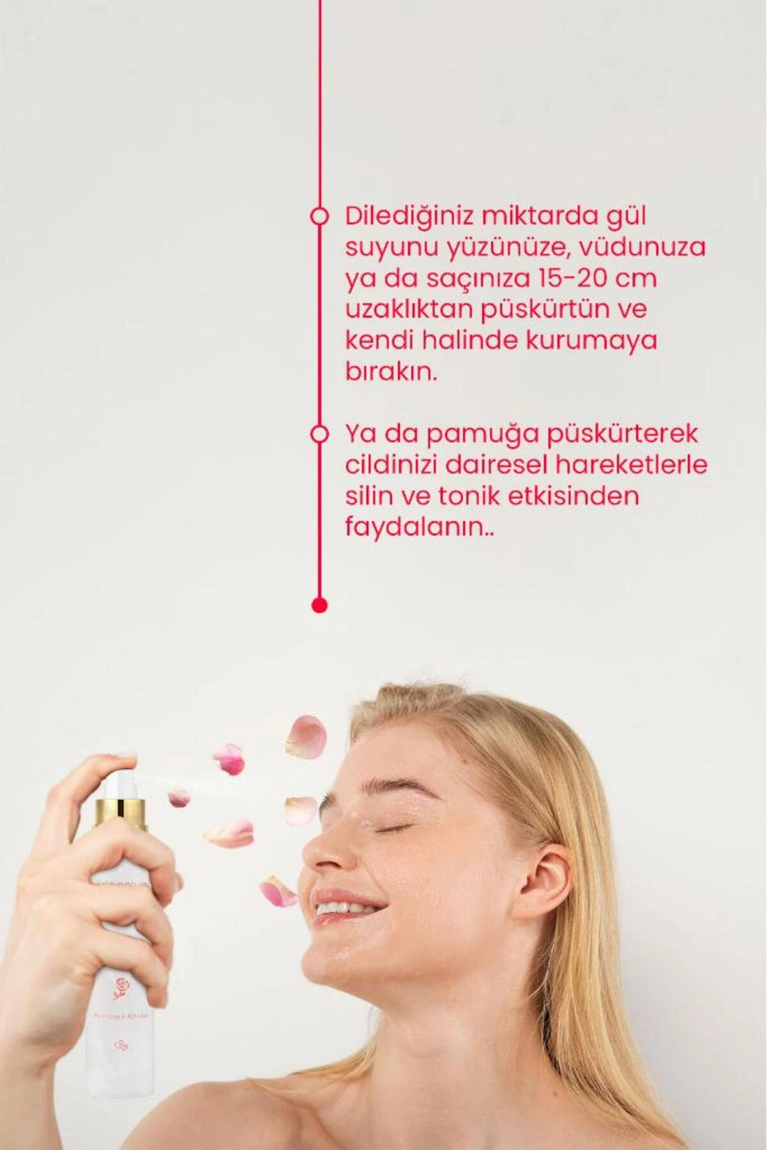 Rozenwater – Porieverfijnende, verhelderende en zuiverende toner, 100% natuurlijk en puur, 100 ml